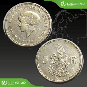 5 FRANK 1929 LUXEMBURSKO  STRIEBRO