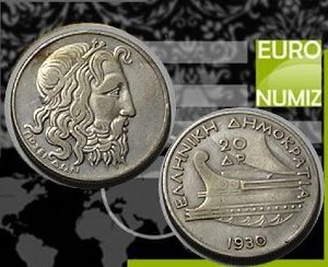 20 DRACHMA 1930 GRECKO  STRIEBRO