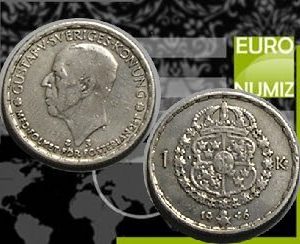 1 KRONA 1946 SVEDSKO  STRIEBRO