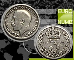 3 PENCE 1911 VELKA BRITANIA  STRIEBRO