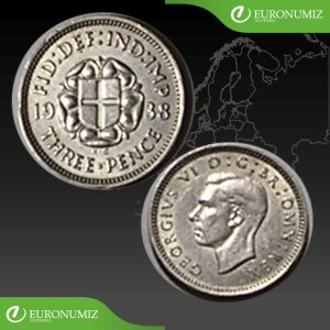 THREE PENCE 1938 VELKA BRITANIA  STRIEBRO