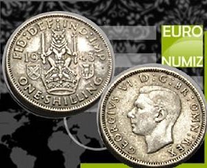 ONE SHILLING 1943 VELKA BRITANIA  STRIEBRO