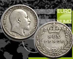 SIX PENCE 1910 VELKA BRITANIA  STRIEBRO