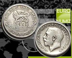 SIX PENCE 1918 VELKA BRITANIA  STRIEBRO