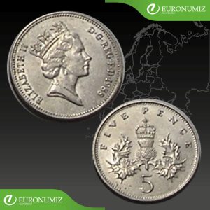5 PENCE 1988 VELKA BRITANIA