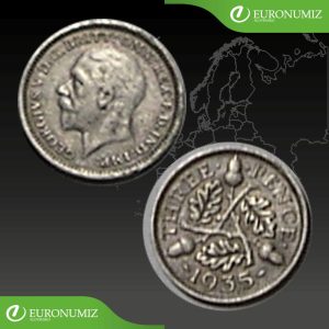 THREE PENCE 1935 VELKA BRITANIA  STRIEBRO