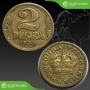 2 DINARA 1938 JUHOSLAVIA