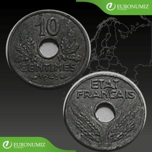 10 CENTIMES 1943 FRANCUZSKO  MALA VARIANTA