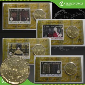 50 CENT 2025 VATIKAN 4x COIN CARD+ZNAMKA c. 52, 53, 54, 55 SV. ROK UNC