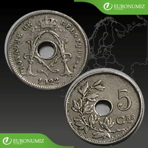 5 CENTIMES 1922 BELGICKO BELGIQUE