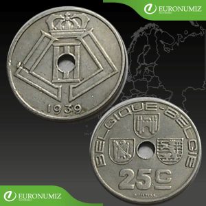 25 CENTIMES 1939 BELGICKO