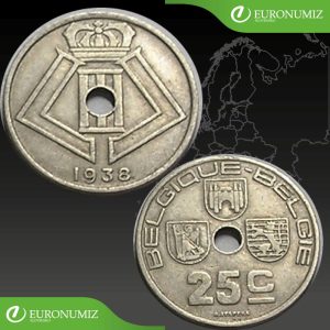 25 CENTIMES 1938 BELGICKO