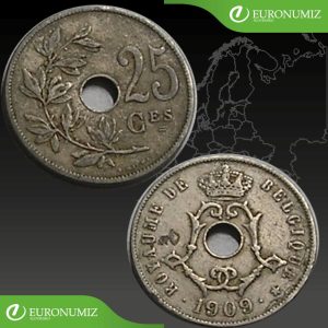 25 CENTIMES 1909 BELGICKO BELGIQUE