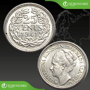 25 CENTS 1941 HOLANDSKO STRIEBRO