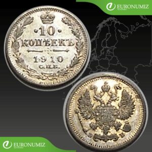 10 KOPEJOK 1910 RUSKO STRIEBRO