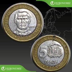 5 PESOS 2008 DOMINIKANSKA REPUBLIKA