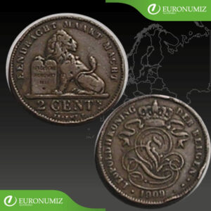 2 CENT 1909 BELGICKO BELGEN