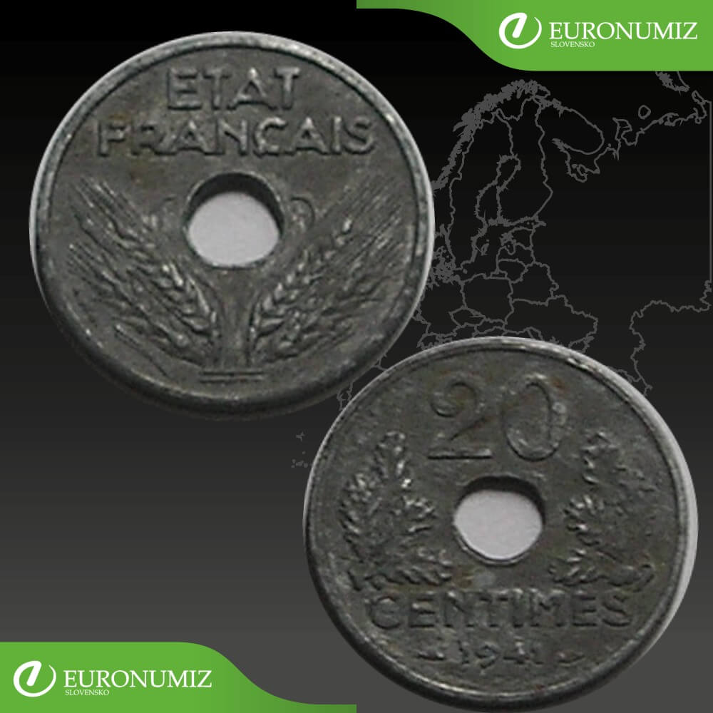 20 CENTIMES 1941 FRANCUZSKO