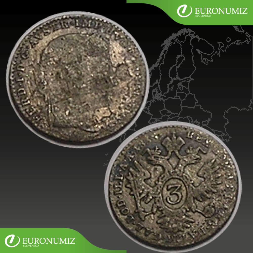 3 KREUZER 1838 A FERDINAND 1 RAKUSKO UHORSKO  STRIEBRO