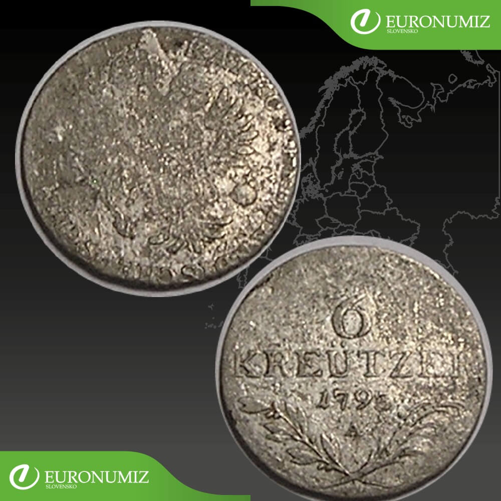 6 KREUTZER 1795 A FRANTISEK 1  RAKUSKO UHORSKO  STRIEBRO