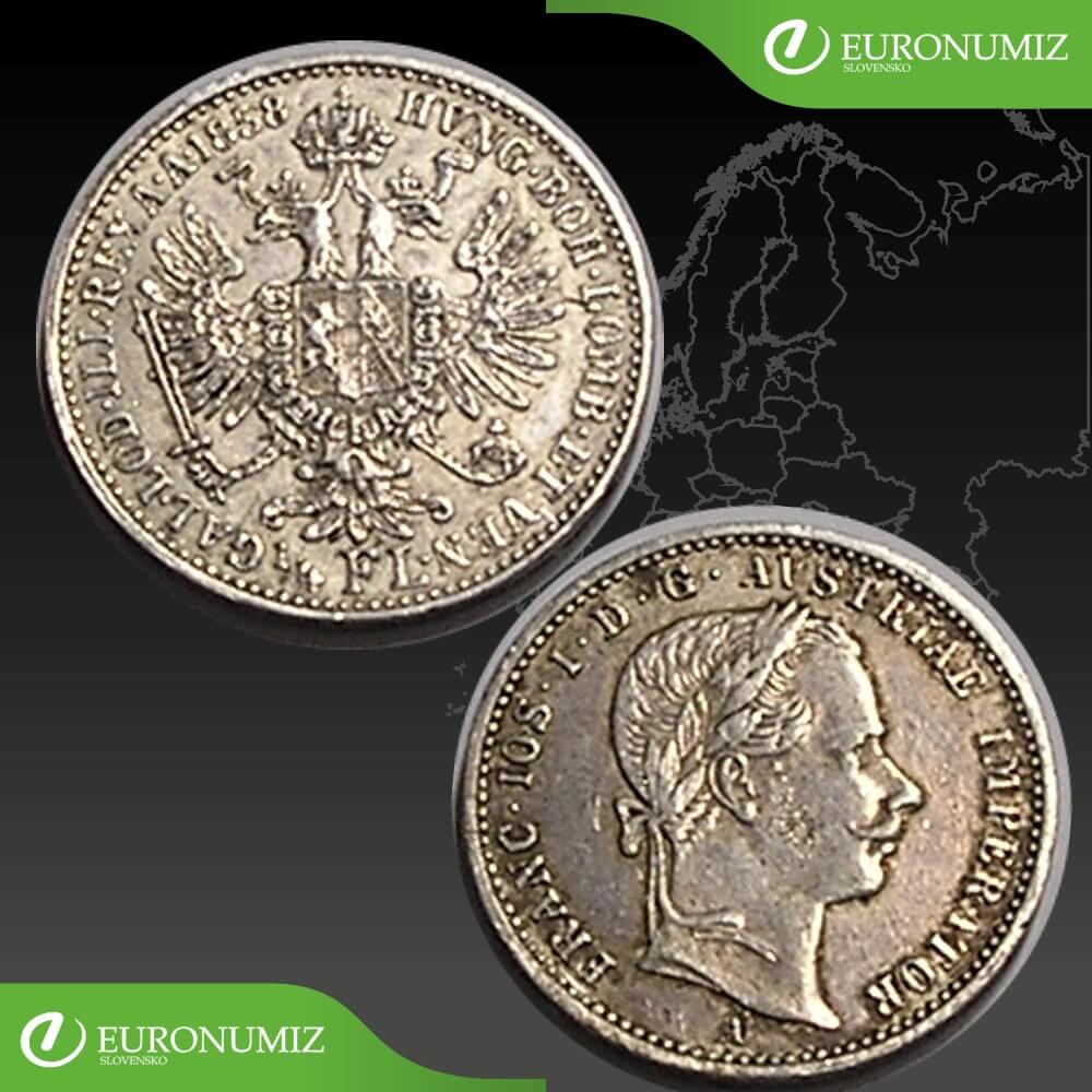 1/4 FLORIN 1858 A RAKUSKO UHORSKO STRIEBRO