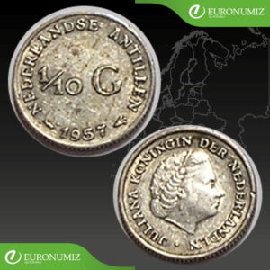 1/10 GULDEN 1957 HOLANDSKE ANTILI  STRIEBRO